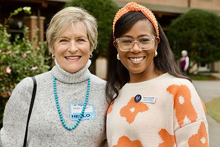 Two women smiling at the camera. Links to Gifts from Retirement Plans Two women smiling at the camera. Links to Gifts from Retirement Plans